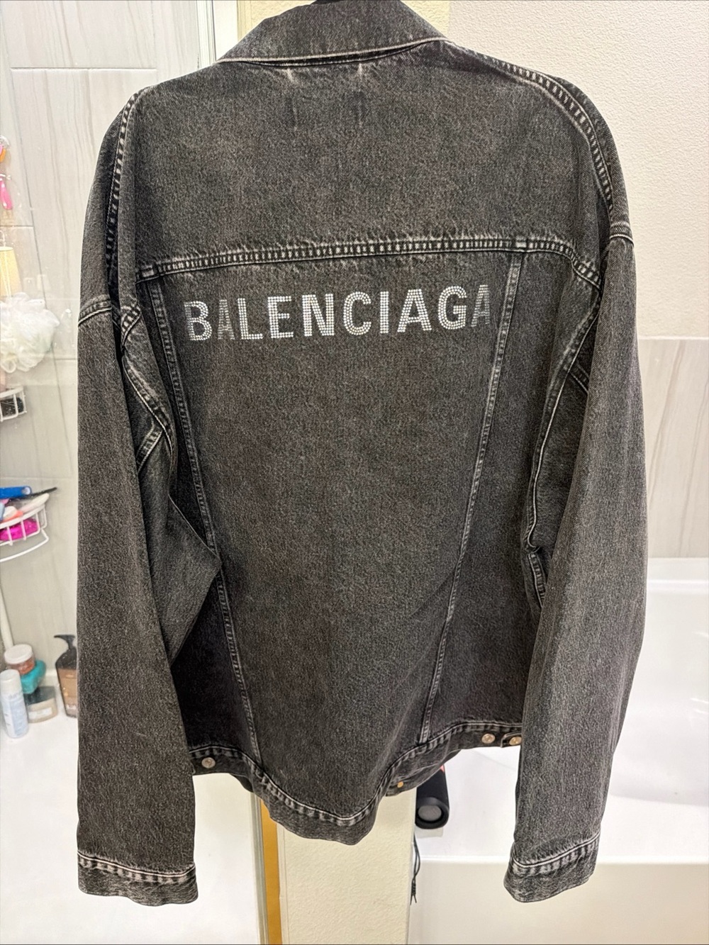 Balenciaga Black Washed Denim Logo Jacket- UNISEX